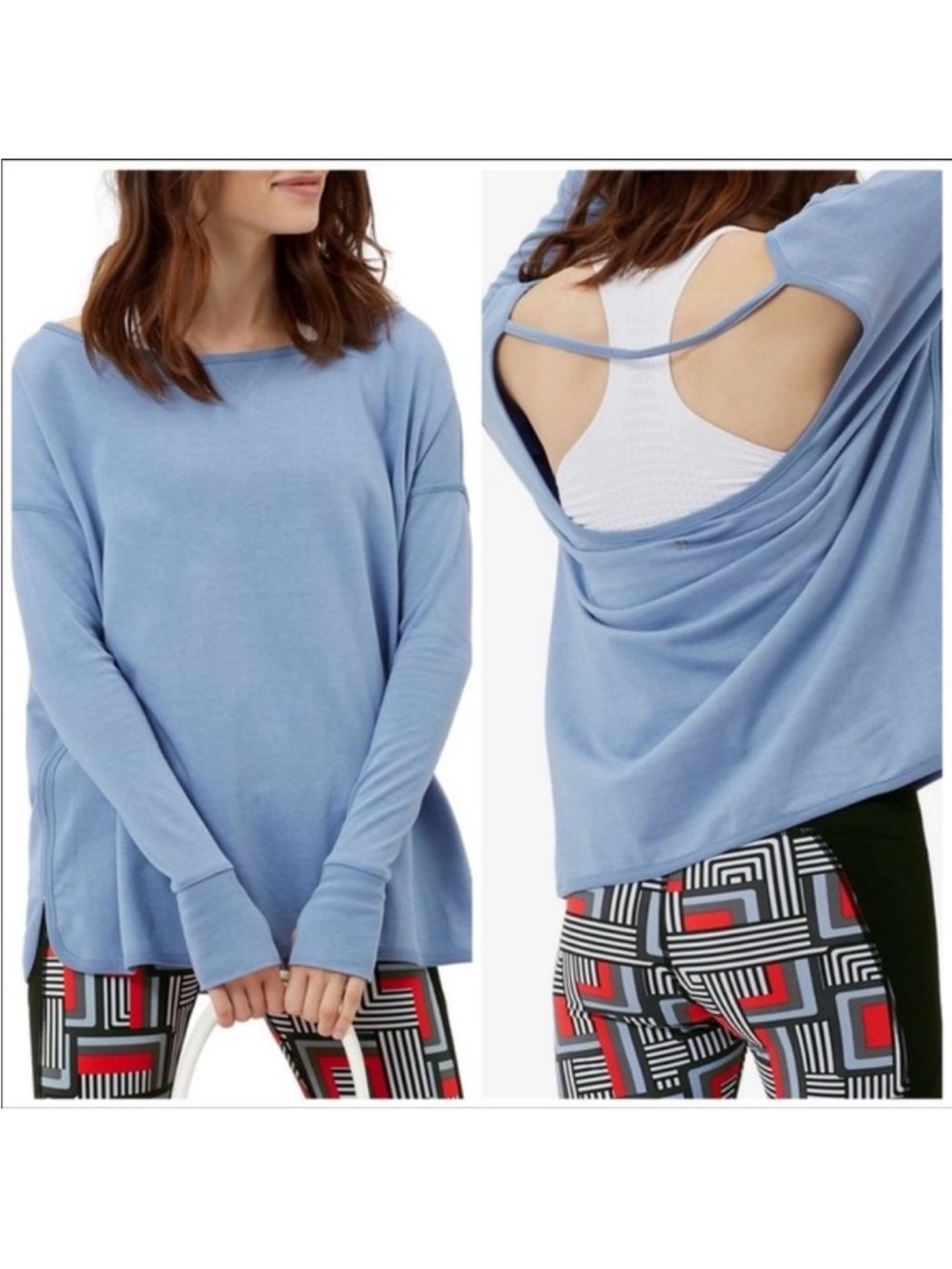 Sweaty Betty Simhasana Boxy Scoop Back Sweatshirt Top Blue Size Medium